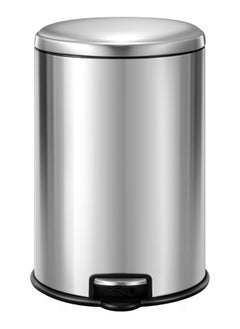 EKO EKO 20L Pedal Bin Serene - Silver | Large Capacity Step Round Bin with Soft-Close Lid | Fingerprint-Resistant Finish | Removable Inner Liner | Bag Stabilizer  - Image 1