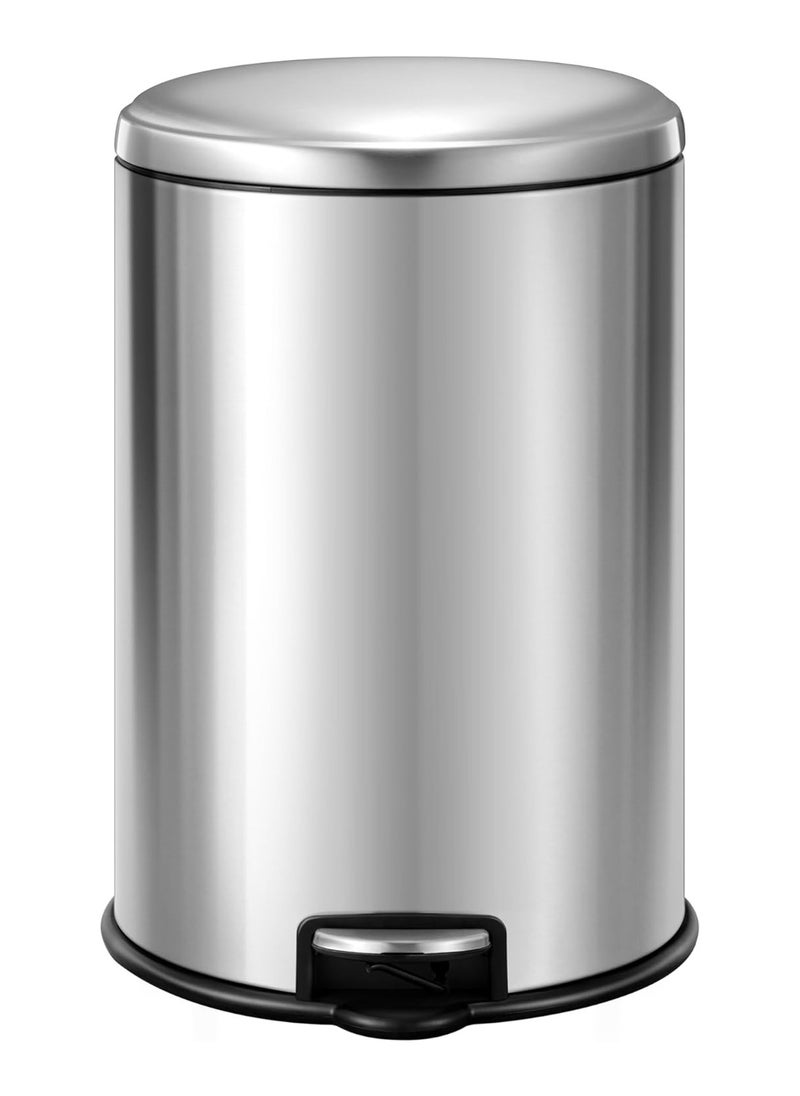 EKO - EKO 20L Pedal Bin Serene - Silver | Large Capacity Step Round Bin with Soft-Close Lid | Fingerprint-Resistant Finish | Removable Inner Liner | Bag Stabilizer - Image 1