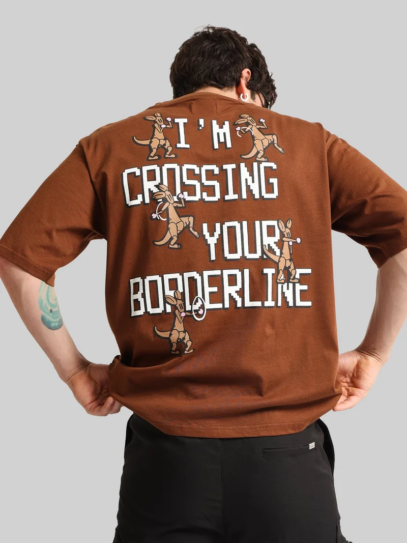 Maniac  Maniac Mens Printed Round Neck Half Sleeve Brown and White Cotton T-Shirt for Men | Best Price UAE