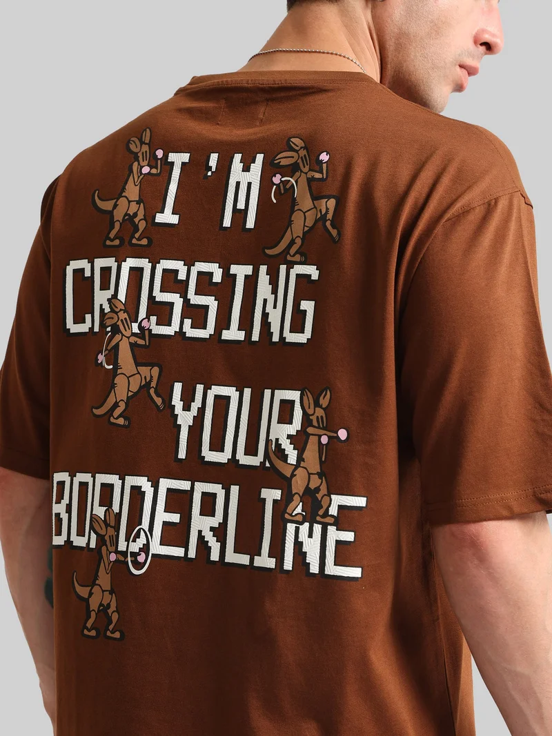 Maniac  Maniac Mens Printed Round Neck Half Sleeve Brown and White Cotton T-Shirt for Men | Best Price UAE