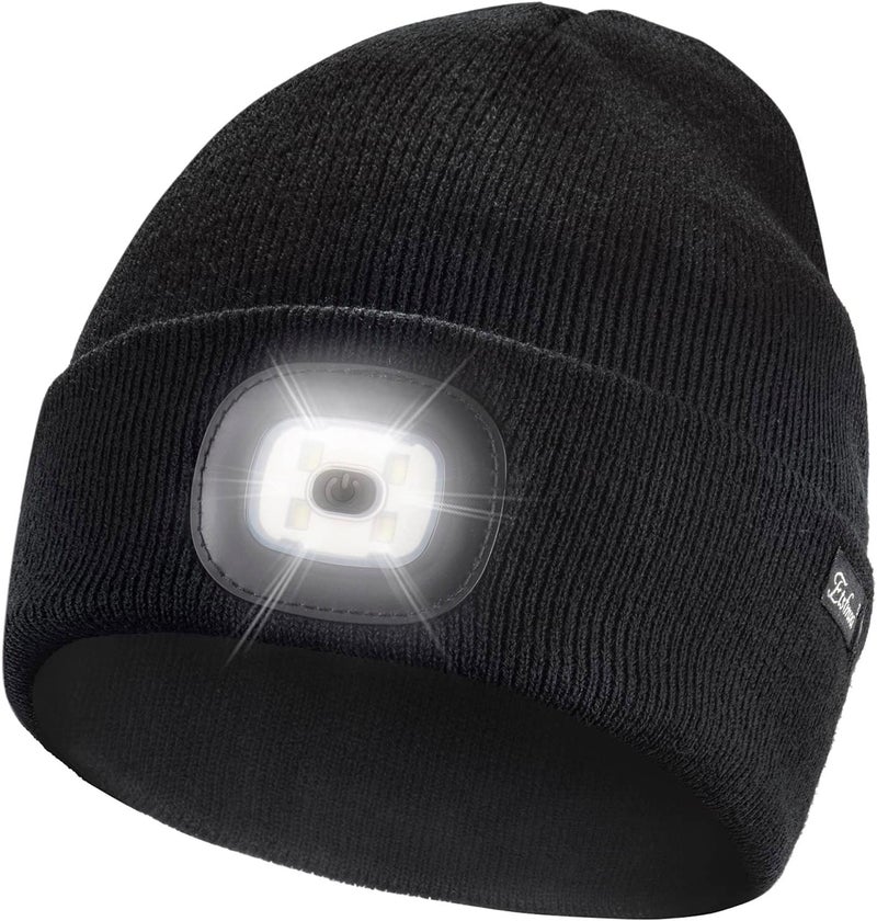 Etsfmoa Store Unisex Beanie with The Light Gifts for Men Dad Father USB Rechargeable Caps - Image 1