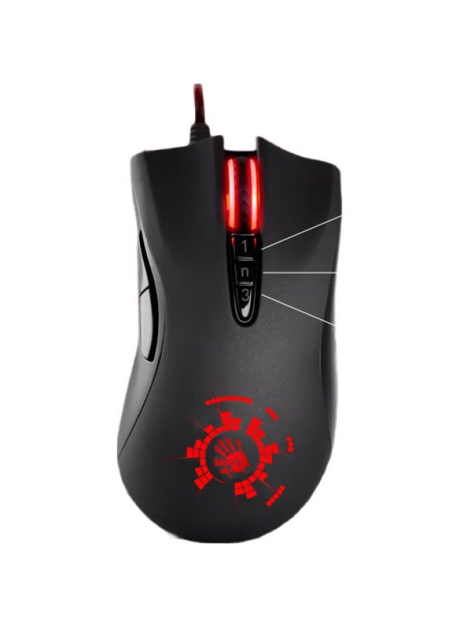 A4TECH A91 Blood Hand Mouse, Wired Mouse, E-Sports Gaming Mouse, Right-Handed Mouse, Agile Golden Boot, Pubg Mouse, Black - Image 2