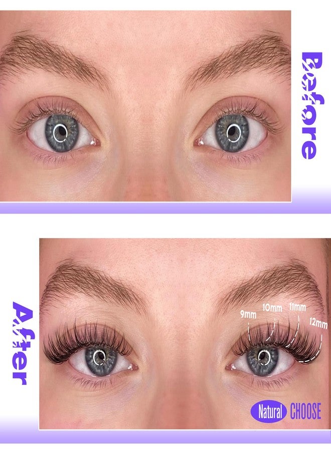 Pawotence Natural Lash Clusters Wispy Cluster Eyelash Extensions 144pcs Eyelash Clusters 9-12mm Individual Lashes Extension DIY Soft C Curved Lashes Clusters - Image 3