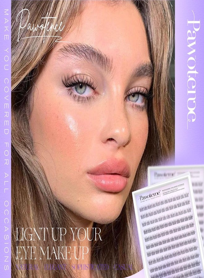 Pawotence Natural Lash Clusters Wispy Cluster Eyelash Extensions 144pcs Eyelash Clusters 9-12mm Individual Lashes Extension DIY Soft C Curved Lashes Clusters - Image 5