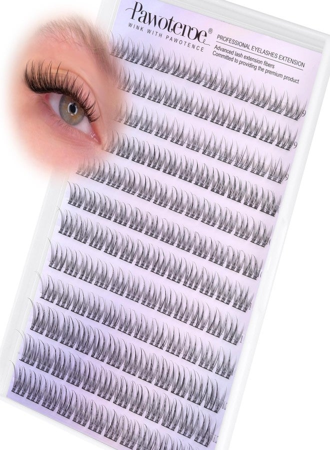 Pawotence Natural Lash Clusters Wispy Cluster Eyelash Extensions 144pcs Eyelash Clusters 9-12mm Individual Lashes Extension DIY Soft C Curved Lashes Clusters - Image 1