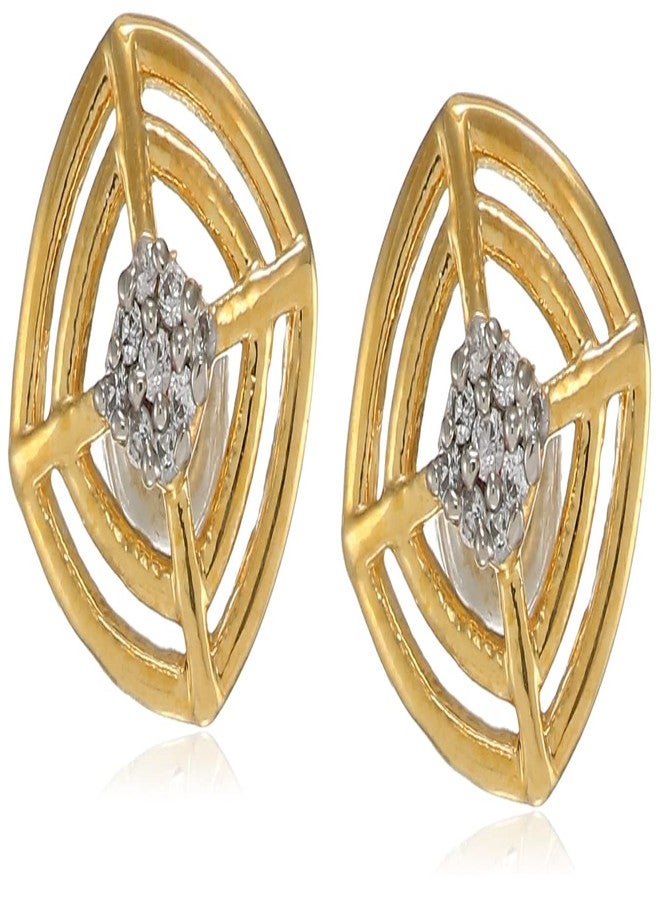 Estele 24Kt Gold Plated CZ Enthralling Stud Earrings for Women - Image 2