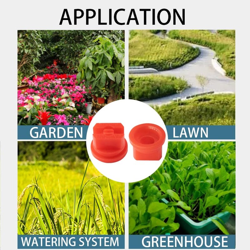 PDETVEO 10pcs Flat Fan Spray Tip, 110 Degree Plastic Flat Fan Sprayer Nozzles 0.4mm Orifice Diameter for Agricultural, Cleaning, Cooling, Red - Image 4