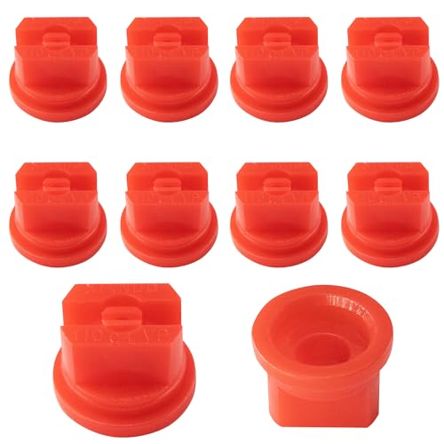 PDETVEO 10pcs Flat Fan Spray Tip, 110 Degree Plastic Flat Fan Sprayer Nozzles 0.4mm Orifice Diameter for Agricultural, Cleaning, Cooling, Red - Image 1