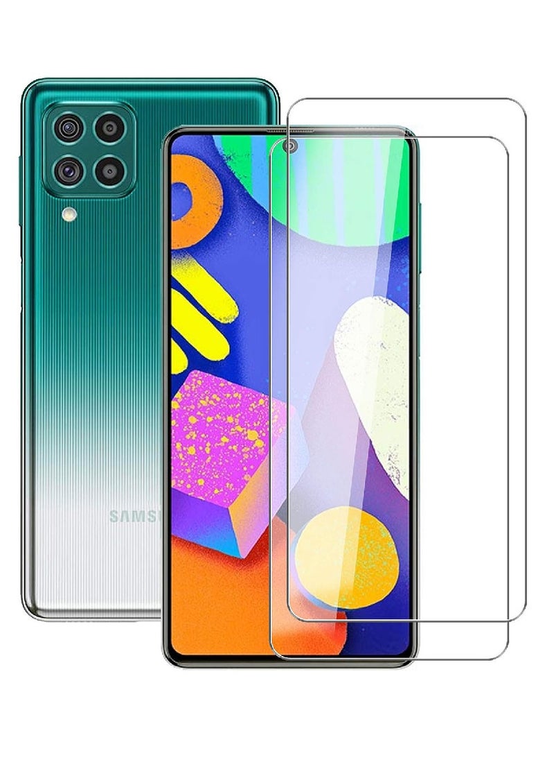 Super 2 Pieces Tempered Glass Screen Protector Clear Designed For Samsung Galaxy F62 Full Screen Coverage And Bubble Free - Image 1