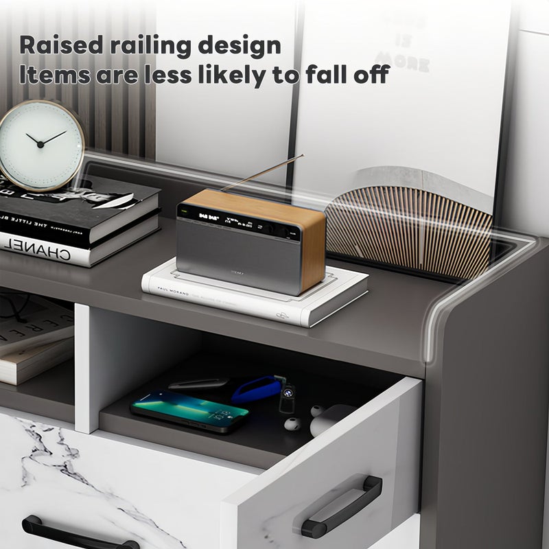 SHARPDO Shoe Cabinet With Drawers, Hidden Shoe Cabinet For Entryway, Modern Faux Marble Shoe Rack Wooden Shoe Organiser Shoe Rack Shoe Cabinet Behind The Door Saves Space 80*120*17cm - Image 4