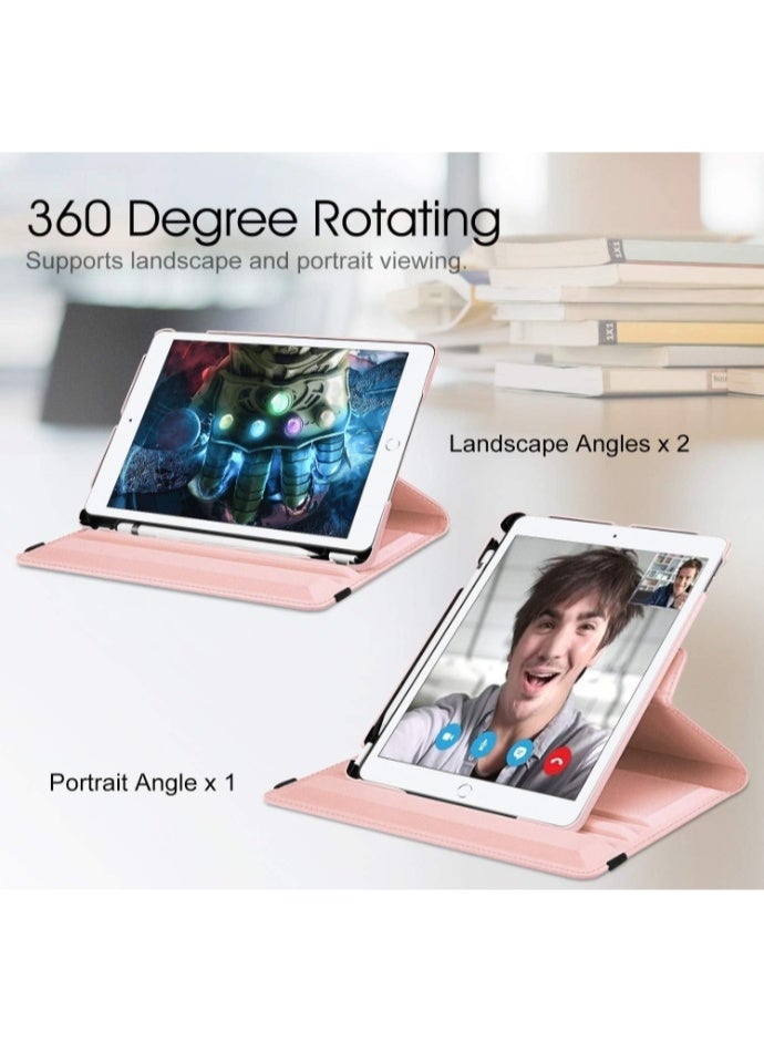 إغرين99 لـ iPad mini (2024/2021) 7th / 6th 8.3 بوصة غطاء الحالة ، وقف زاوية متعددة + 360 قوس دوار + غطاء واقي رقيق جلدي مقاوم للصدمات ، وردي - Image 4