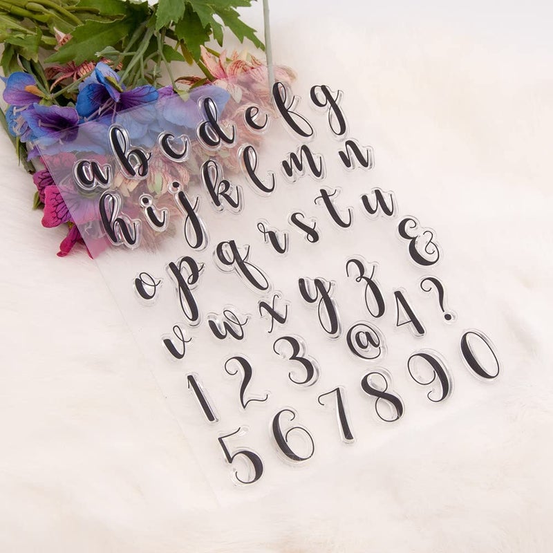 AHTOLS Lowercase 26 Alphabet Clear Stamps Silicone Stamp Cards Arabic Numerals Pattern Transparent Seal Stamps for Holiday Card Making Decoration and DIY Scrapbooking Album DIY Crafts - Image 3