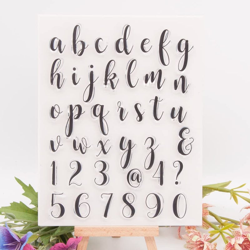 AHTOLS Lowercase 26 Alphabet Clear Stamps Silicone Stamp Cards Arabic Numerals Pattern Transparent Seal Stamps for Holiday Card Making Decoration and DIY Scrapbooking Album DIY Crafts - Image 1