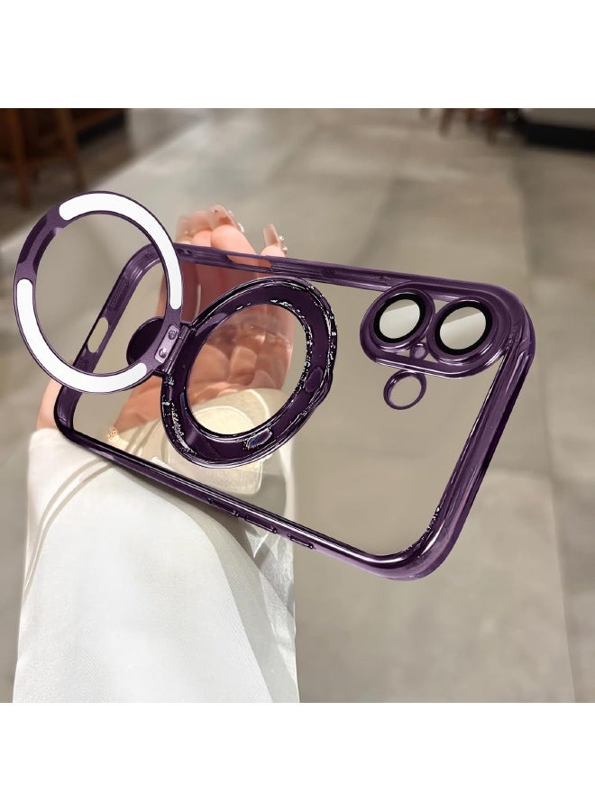 جراب مغناطيسي لهاتف iPhone 17، مع حامل حلقي غير مرئي، واقي مدمج لعدسة الكاميرا، متوافق مع MagSafe، جراب ناعم مقاوم للخدش والصدمات لهاتف iPhone 17 مقاس 6.3 بوصة، أرجواني - Image 2