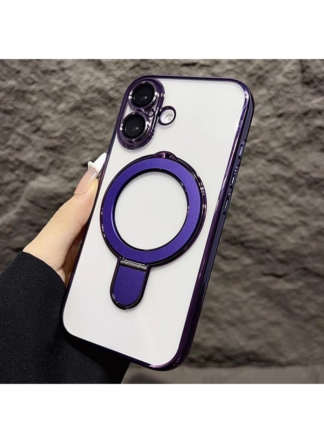 جراب مغناطيسي لهاتف iPhone 17، مع حامل حلقي غير مرئي، واقي مدمج لعدسة الكاميرا، متوافق مع MagSafe، جراب ناعم مقاوم للخدش والصدمات لهاتف iPhone 17 مقاس 6.3 بوصة، أرجواني - Image 3