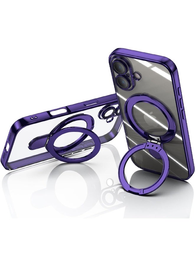 جراب مغناطيسي لهاتف iPhone 17، مع حامل حلقي غير مرئي، واقي مدمج لعدسة الكاميرا، متوافق مع MagSafe، جراب ناعم مقاوم للخدش والصدمات لهاتف iPhone 17 مقاس 6.3 بوصة، أرجواني - Image 4