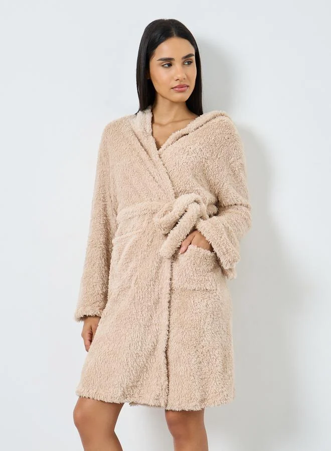 Styli Styli Bear Ears Hooded Fleece Pocket Robe