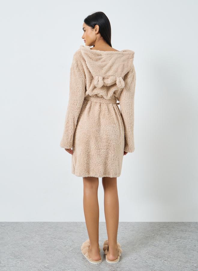 Styli Bear Ears Hooded Fleece Pocket Robe - Image 4