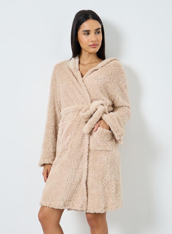 Styli Bear Ears Hooded Fleece Pocket Robe - Image 2