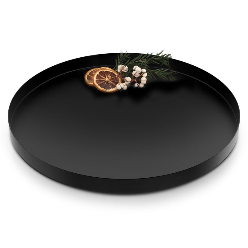 ecooe Decorative Tray Round Diameter 30 cm Stainless Steel Serving Tray NonSlip Metal Cosmetic Trays Decorative Plate for Advent Wreath Plates Desserts Cosmetics Jewellery Candles