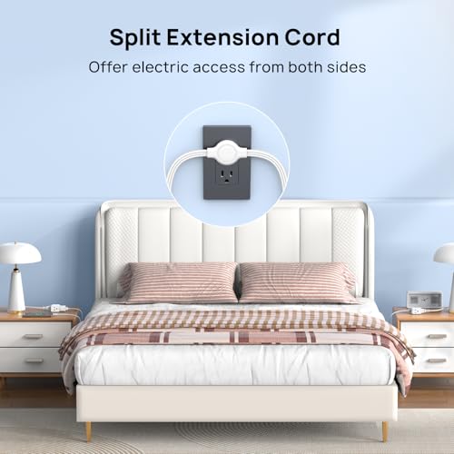 TROND Split Extension Cord with Flat Wall Plug, Twin 3ft on Each Side, Low-Profile Dual End 3 Outlets Extender, 1625W for Indoors Behind the Middle of Sofa Couch Bed TV Stand, Easy to Hide, White - Image 5