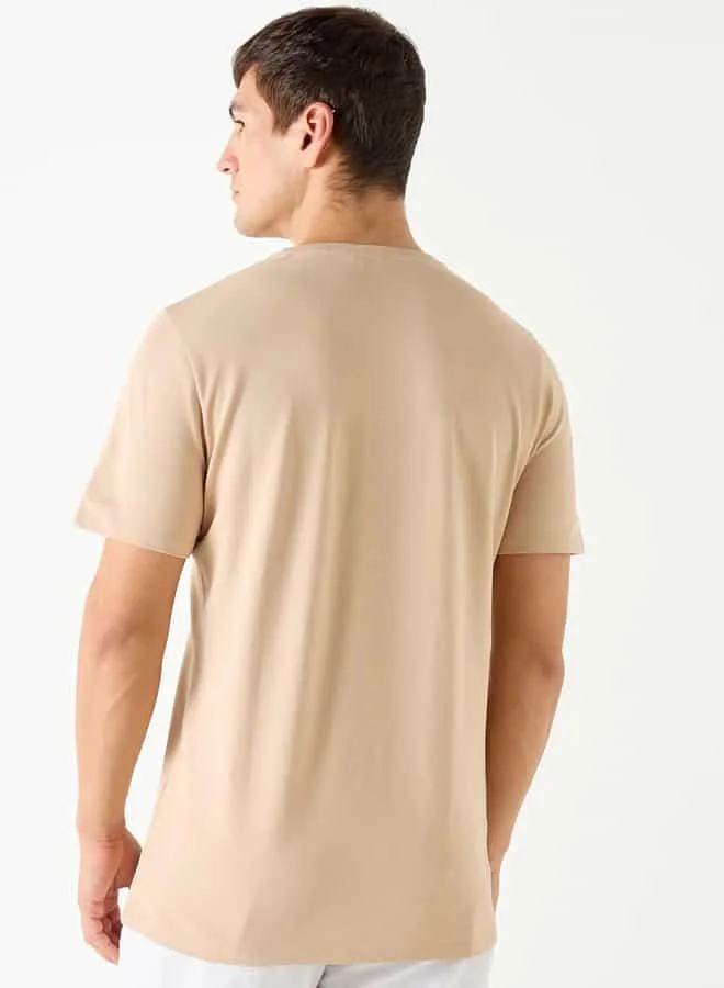 Iconic Iconic Slogan Print Crew Neck T-shirt with Short Sleeves