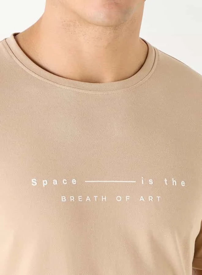 Iconic Iconic Slogan Print Crew Neck T-shirt with Short Sleeves