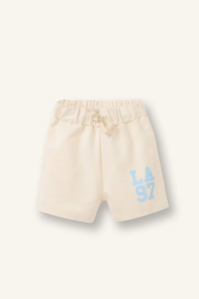 ديفاكتو Baby Boy Regular Fit Slogan Elastic Band Shorts