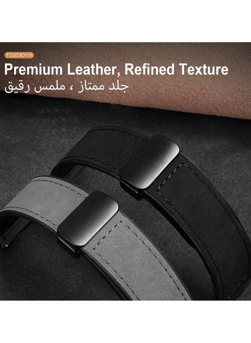 HL-Tech 22mm Leather Watch Strap with Magnetic Buckle Design, Compatible with Huawei GT3/4 46mm, GT3 Pro, Huawei Watch 3, GT2e, GT2 Pro, GT2 42/46mm, Samsung Galaxy Watch 3 45mm/Gear S3(Grey) - Image 5