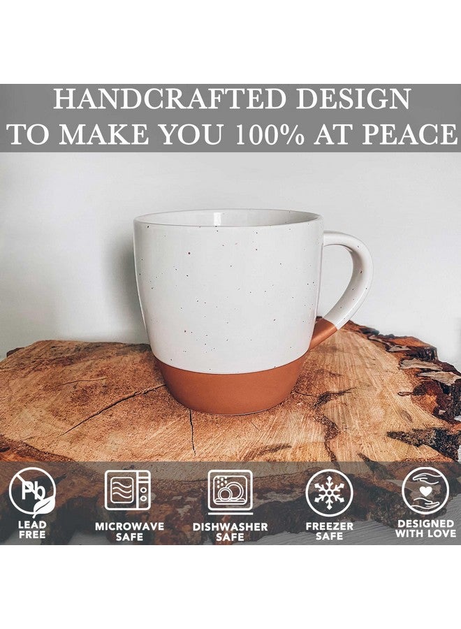 Mora مجموعة أكواب لاتيه مورا السيراميكية الكبيرة من 4، 16 أونصة - قابلة للاستخدام في الميكروويف، أكواب قهوة بورسلين بمقبض كبير - تصميم حديث، بوهيمي، فريد لأي مطبخ. آمنة للاستخدام في الميكروويف - أبيض فانيلا - Image 4