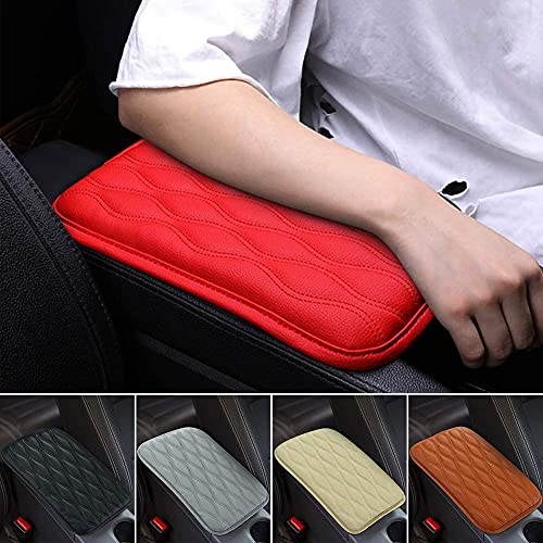 Automaze Center Console Arm-rest Cover Pad Universal Fit for SUV/Truck/Car, Car Armrest Seat Box Cover, Leather Auto Armrest Cover (Red) - Image 1