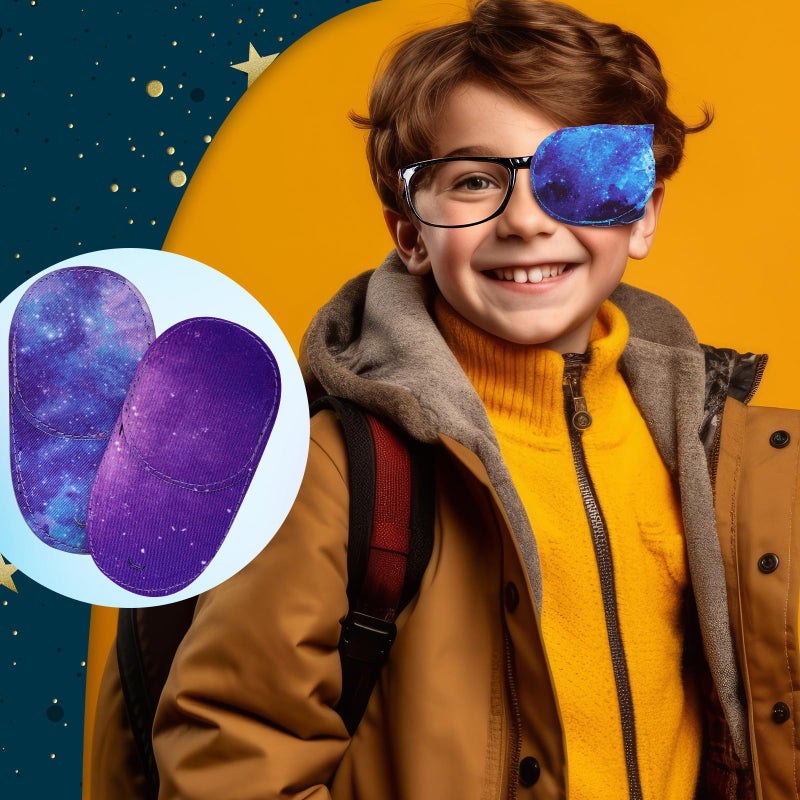Newcotte 12 Pcs Eye Patch for Kids Toddler Reusable Adjustable Girls Boys Eyepatch for Glasses Left or Right Eye Patch, Assorted Patterns(Starry Sky) - Image 2
