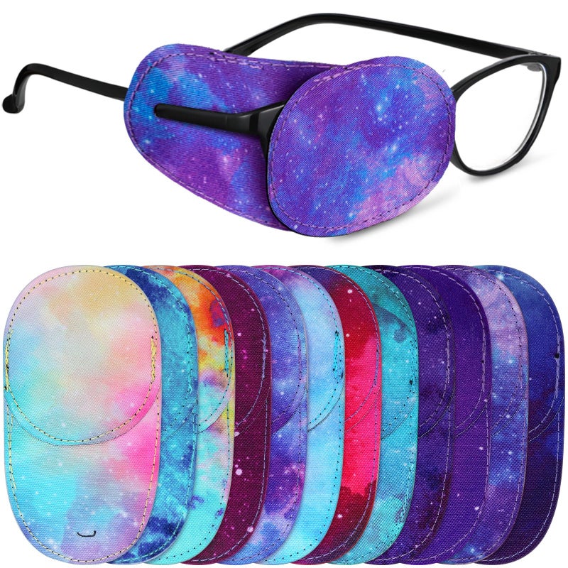 Newcotte 12 Pcs Eye Patch for Kids Toddler Reusable Adjustable Girls Boys Eyepatch for Glasses Left or Right Eye Patch, Assorted Patterns(Starry Sky) - Image 1