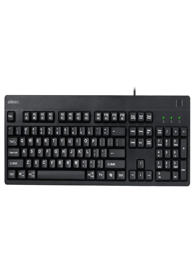 Adesso TAA Compliant Fingerprint Keyboard with AES 256 Encryption USB Wired Full Size 104 Key Layout Windows Hello Compatible Made in Taiwan for Government Business Education AKB-630FB-TAA - Image 4