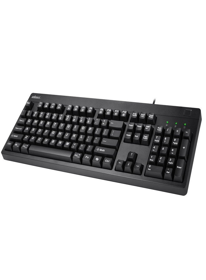 Adesso TAA Compliant Fingerprint Keyboard with AES 256 Encryption USB Wired Full Size 104 Key Layout Windows Hello Compatible Made in Taiwan for Government Business Education AKB-630FB-TAA - Image 3