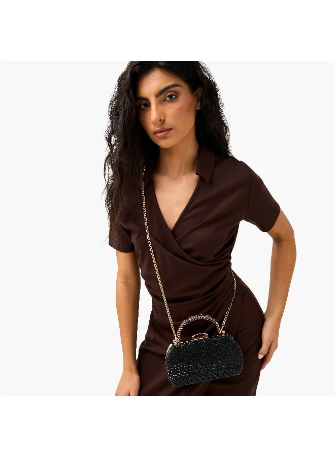 Sasha Sasha Embellished Clutch with Detachable Chain Strap