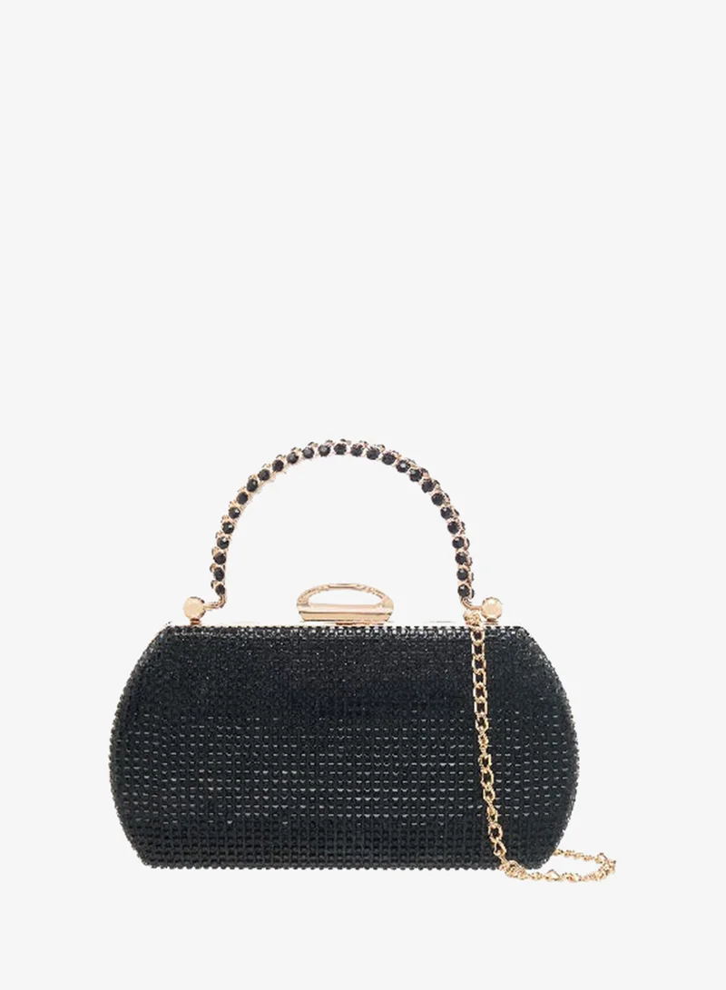 ساشا Sasha-MIN-Clutch-W/rhinestone embellishments top handle & secure clasp closure -Black-Q3-SS26