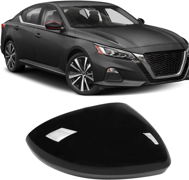 Moonlinks Compatible with Nissan Altima 2019 2020 2021 2022 2023 2024 Right Side Mirror Cover Replacement, Glossy Black Exterior Right Passenger Side Door Rear view Mirror Cap Trim Trendy budget practical design - Image 1