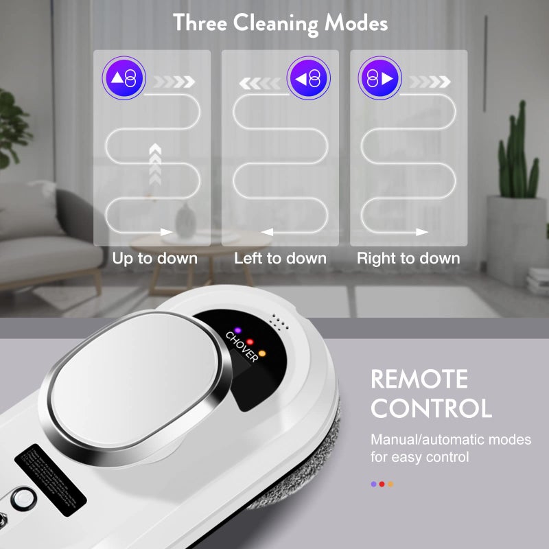 CHOVERY Window Cleaner Robot,Smart Glass Cleaning Robotic with 5600Pa Strong Suction,Remote Control Window Cleaning Robot for Windows/Tiles/Class Door - Image 5