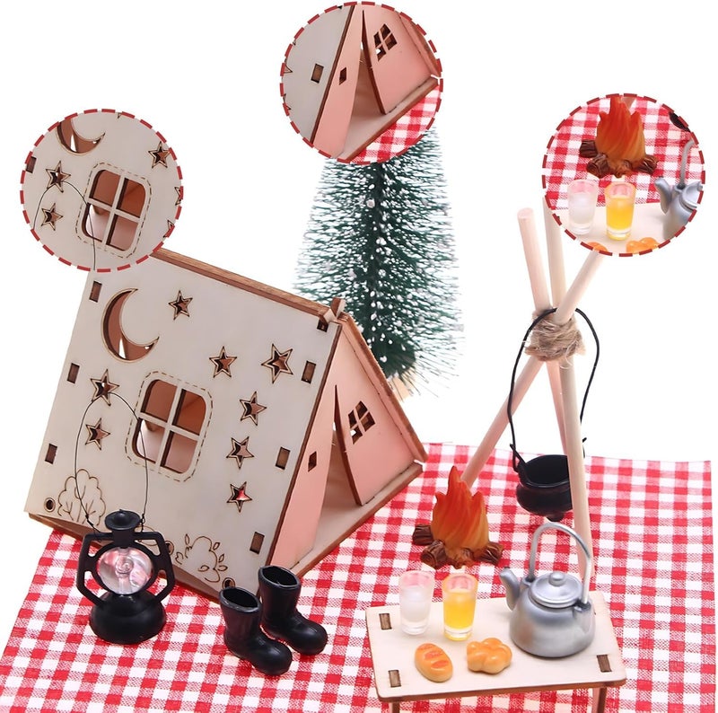 BdelrinQue Doll House Furniture, Miniature Christmas Dollhouse Outdoor Scene Set, Includes Tent for Doll House Accessories and Furniture, Ideal Gift for Most Age - Image 4