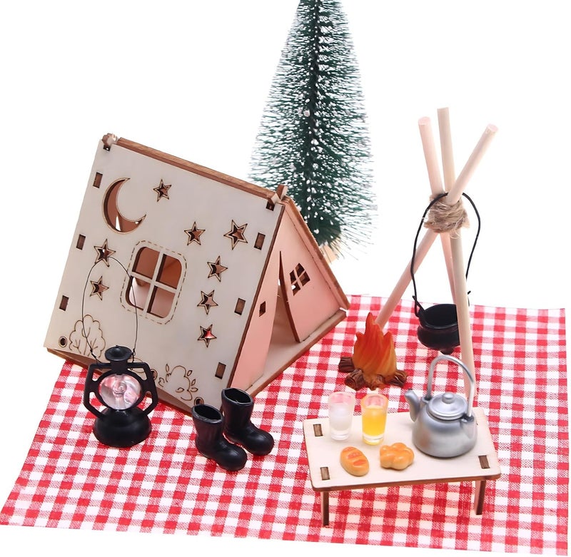 BdelrinQue Doll House Furniture, Miniature Christmas Dollhouse Outdoor Scene Set, Includes Tent for Doll House Accessories and Furniture, Ideal Gift for Most Age - Image 1