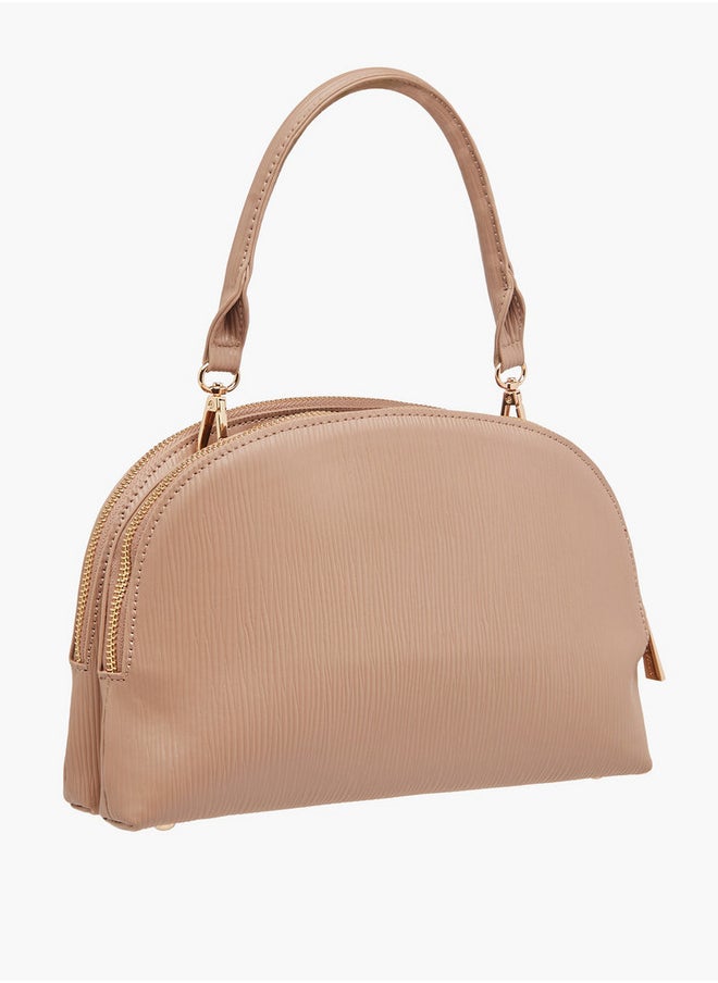 Flora Bella By Shoexpress Textured Dome Bag with Detachable Strap and Zip Closure  - Image 3