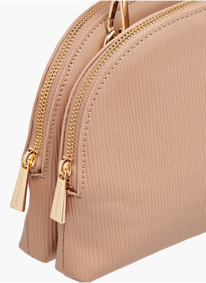 Flora Bella By Shoexpress Textured Dome Bag with Detachable Strap and Zip Closure  - Image 4