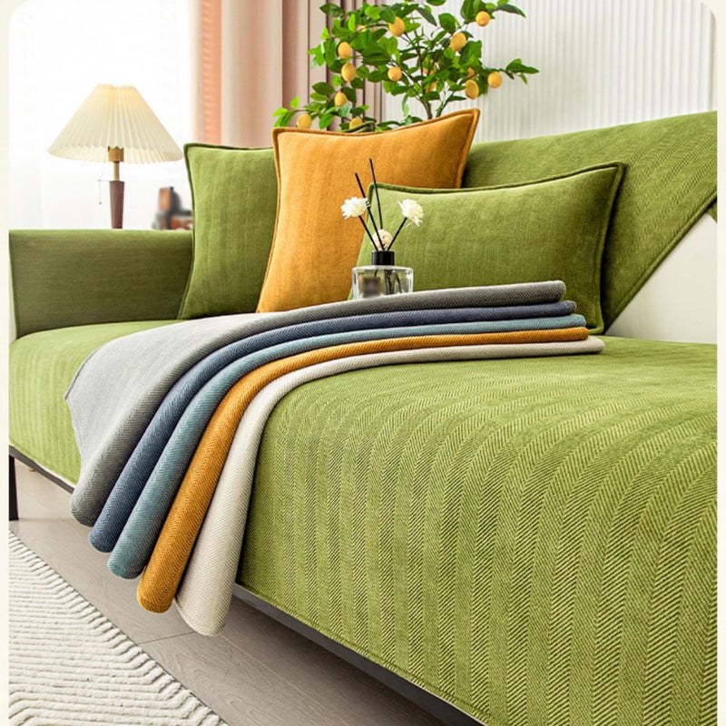 Rosygulls مضحك غلاف الأريكة غامض Chenille Couch Purniture Protector Funder Fuzzy Couch Couch for Sofa مضحك أريكة غير قسيمة يغطي جميع الفصول الأريكة الأريكة العامة 35.4x27.6in-herringbone-sea أزرق - Image 2