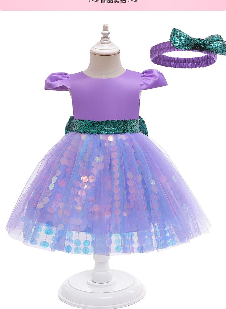 Loquat Frozen Princess Elsa skirt Child skirt girl dress Pompous skirt dress   Purple  - Image 1