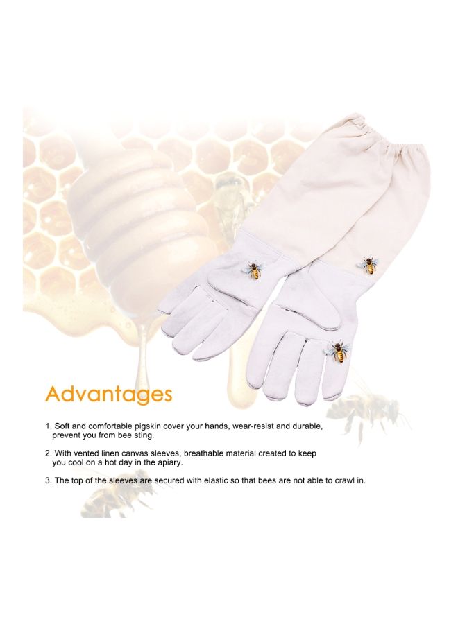 NIBEMINENT Anti-Smash Beekeeping Gloves White L  - Image 4