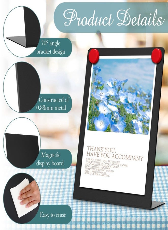 Fainne Magnetic Bulletin Board with Easel Stand Mini Black Magnet Metal Tabletop Memo Display Board for Back to School Menu Table Office Supplies(12.6 x 11 Inches,2 Pcs) - Image 3