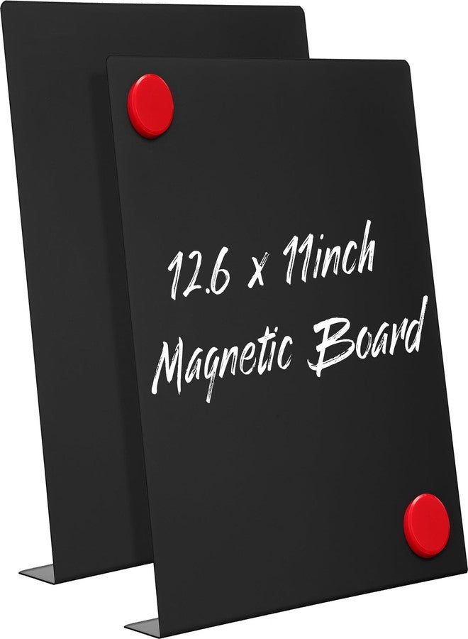 Fainne Magnetic Bulletin Board with Easel Stand Mini Black Magnet Metal Tabletop Memo Display Board for Back to School Menu Table Office Supplies(12.6 x 11 Inches,2 Pcs) - Image 1