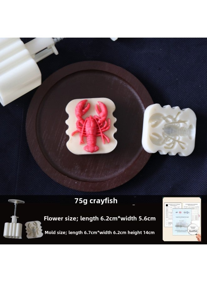 Moon Cake Mold 2024 New Bamboo Hand Pressure Household 75g Special-shaped Twelve Constellation Wholesale Baking Abrasives-Specifications:75-125g Crayfish-Colors:Milky White ABS Food Grade Material - Image 1
