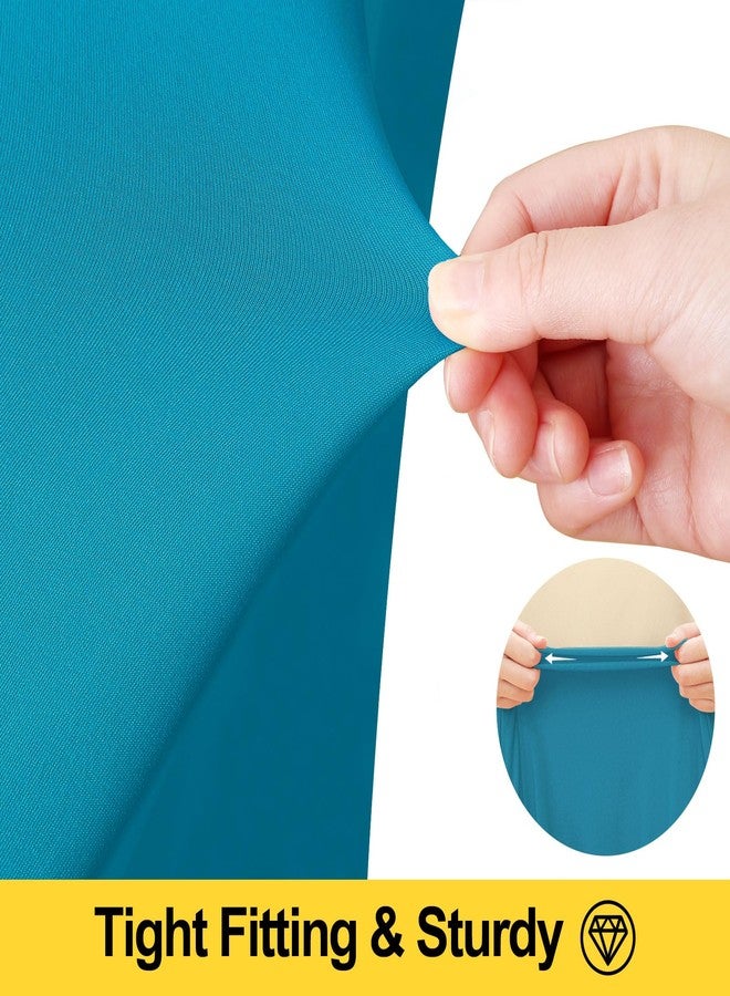 smiry مفرش طاولة سميري سباندكس، مفرش طاولة مطاطي مناسب للطاولات المستطيلة بطول 6 أقدام، غطاء طاولة مقاوم للماء وقابل للغسل للاستخدام الخارجي، وحفلات الزفاف، والمآدب، والحفلات (فيروزي، 72 طول × 30 عرض × 30 ارتفاع بوصة) - Image 3